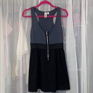 Zipper Gray/Black Juniors Short Dress